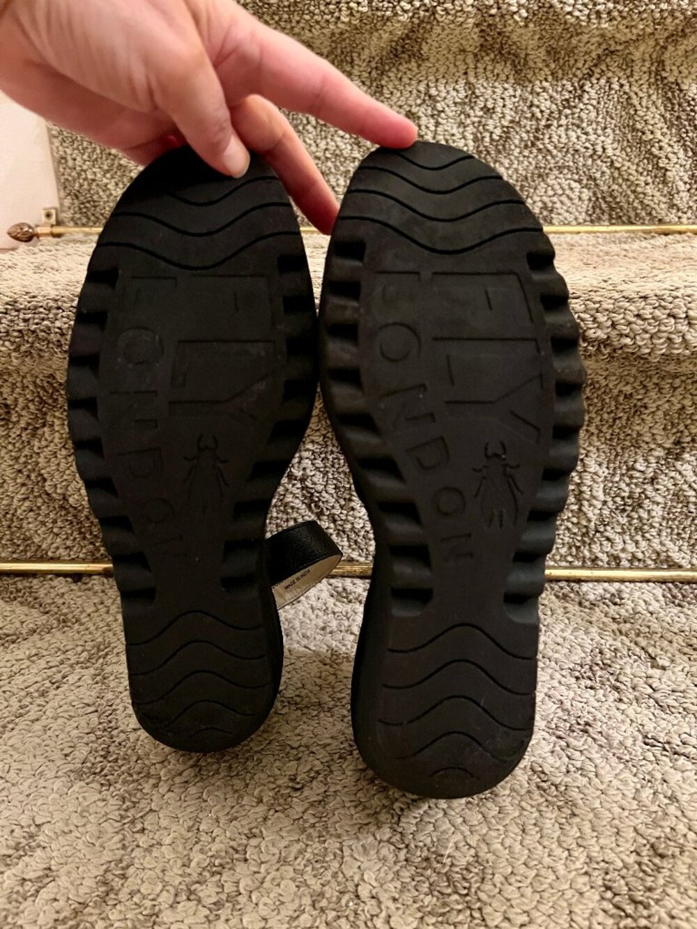 Fly London Yula Black Perforated Suede Wedge Sandals Shoes 42 or 10.5 - 11 - Picture 9 of 9